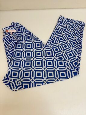 Jude Connally Royal Blue & White Geometric Print Pants